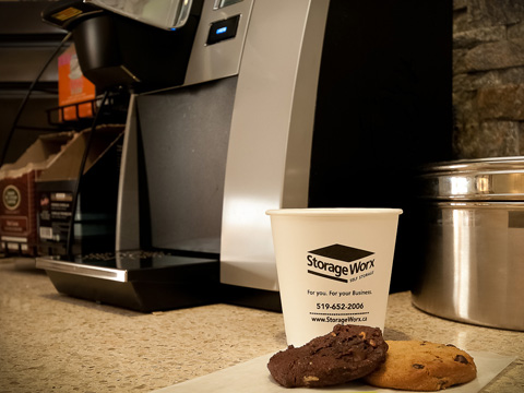 ...to enjoy our free, fresh-baked cookies and hot or cold beverage.